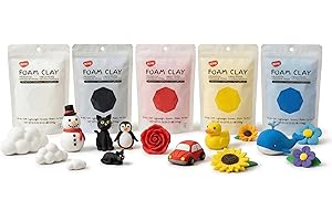 BOHS Foam Modeling Clay- 500g(18 OZ), 5 Primary Colors, Squishy, ​​Air Dry - School Projects, Baby Footprint, Slime - Adults/
