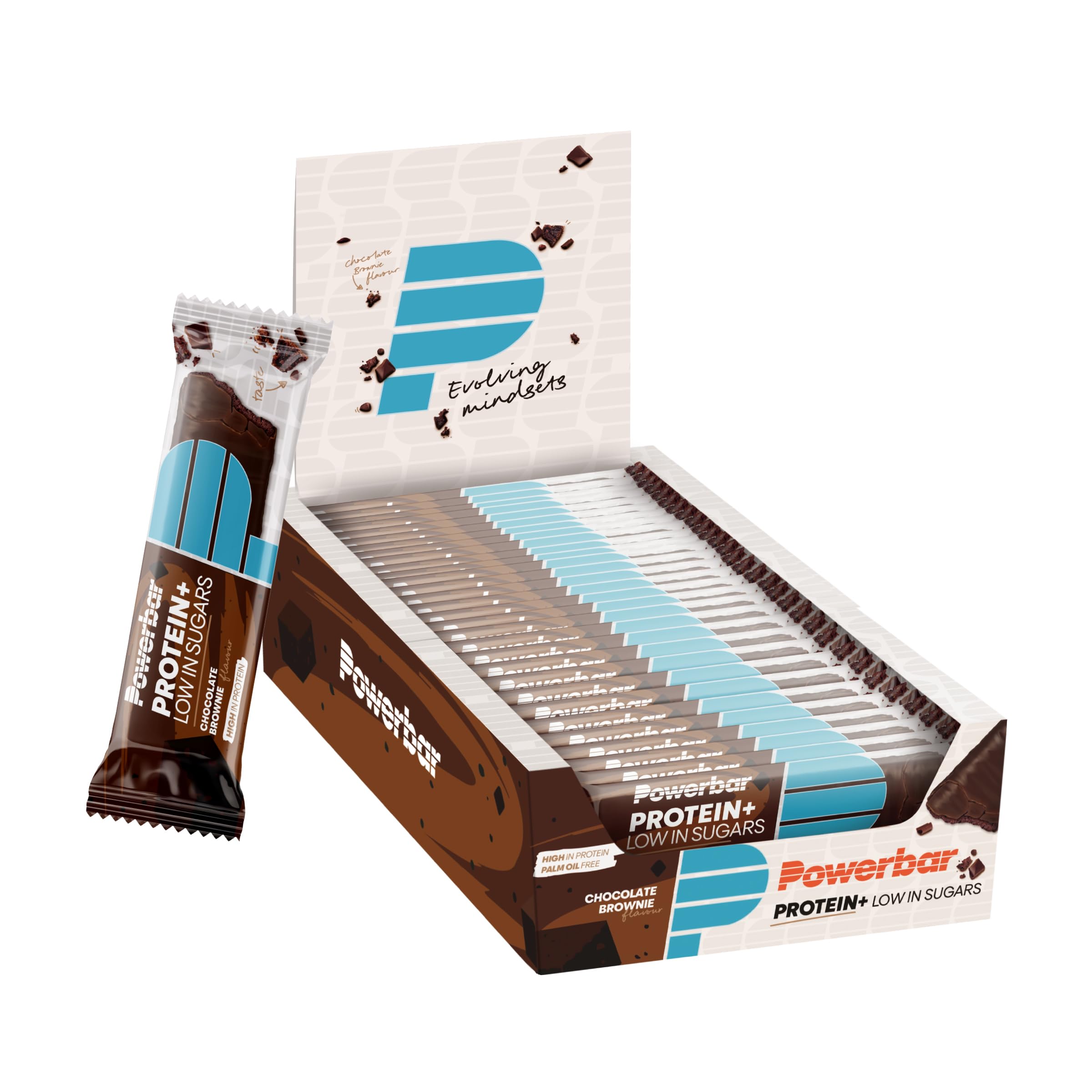 Powerbar - Protein Plus - Low Sugar - Chocolate-Brownie - 30x35g - Bars with only 107 calories - Fitness bars with fibre
