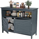 Congfutt HIPS All-Weather Outdoor Storage Cabinet,Outdoor Sideboard with Magnetic Doors,3-Shelves Patio Storage Cabinet, Used for Garden,Buffet Cabinet,TV Stand, Bar Table,Balcony