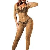 EHSUYAB Women Sexy Body Stockings, Fishnet Bodysuit Glow Party Rave, Exotic Dancer Wear Fishnets Lingerie Outfits Plus Size