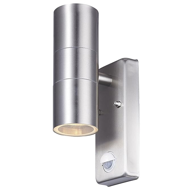 LightHub LED Edelstahl Wandlampe Up & Down Wandleuchte mit Bewegungsmelder Licht Dekorative Gartenlicht IP44 Garten, Eingangs