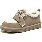 BEAU TODAY Snow Sneakers for Women, Suede Platform Sneakers Womens Warm Fur Lined Fashion Sneakers Slip-on Comfortable Winter Flat Shoes