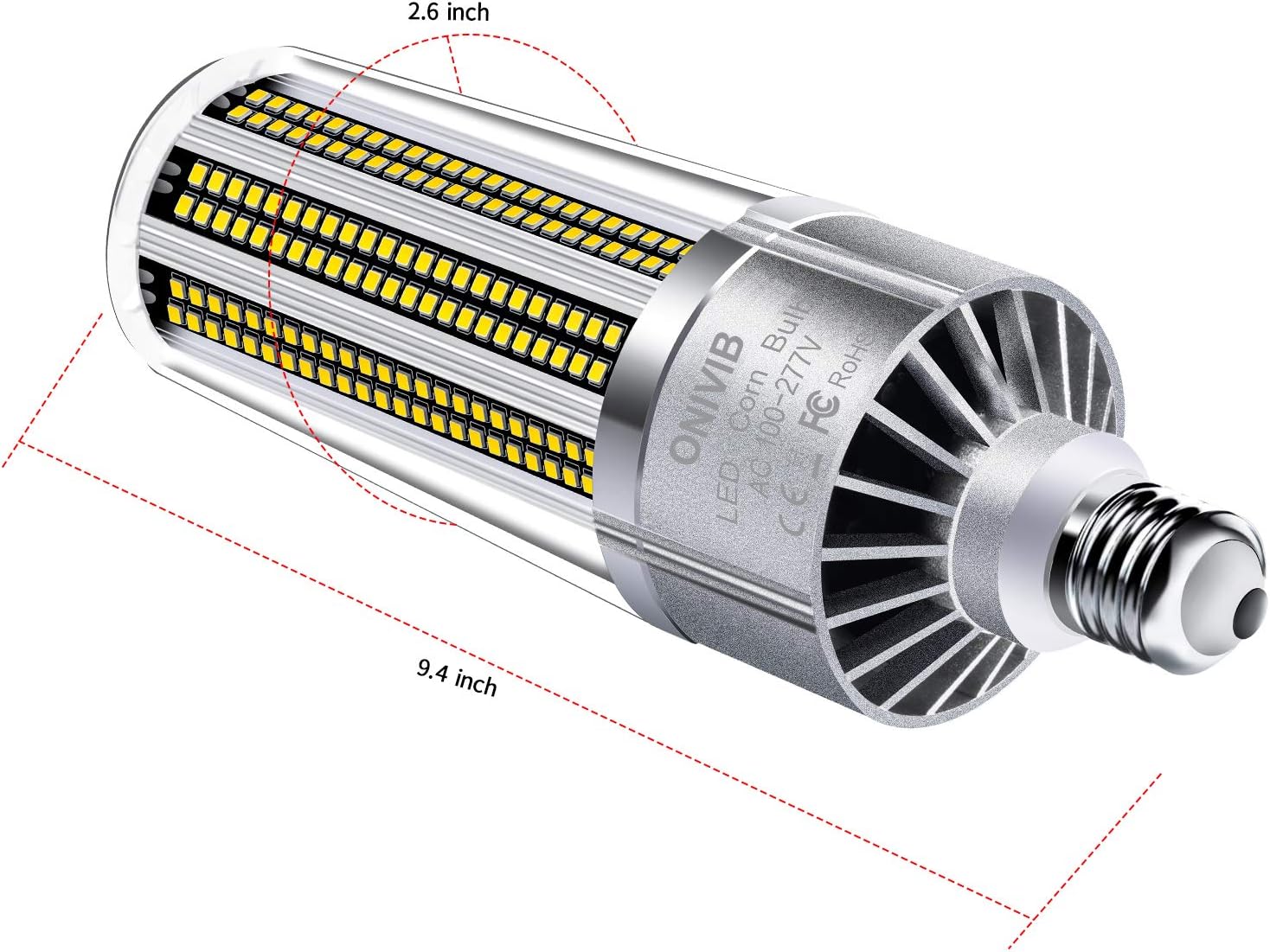 ONIVIB 150W Super Bright LED Corn Lamp Bulb, E40 Mogul Base, 18000 Lumen (1500W Equivalent) 6500K Cool White Daylight - Image 5