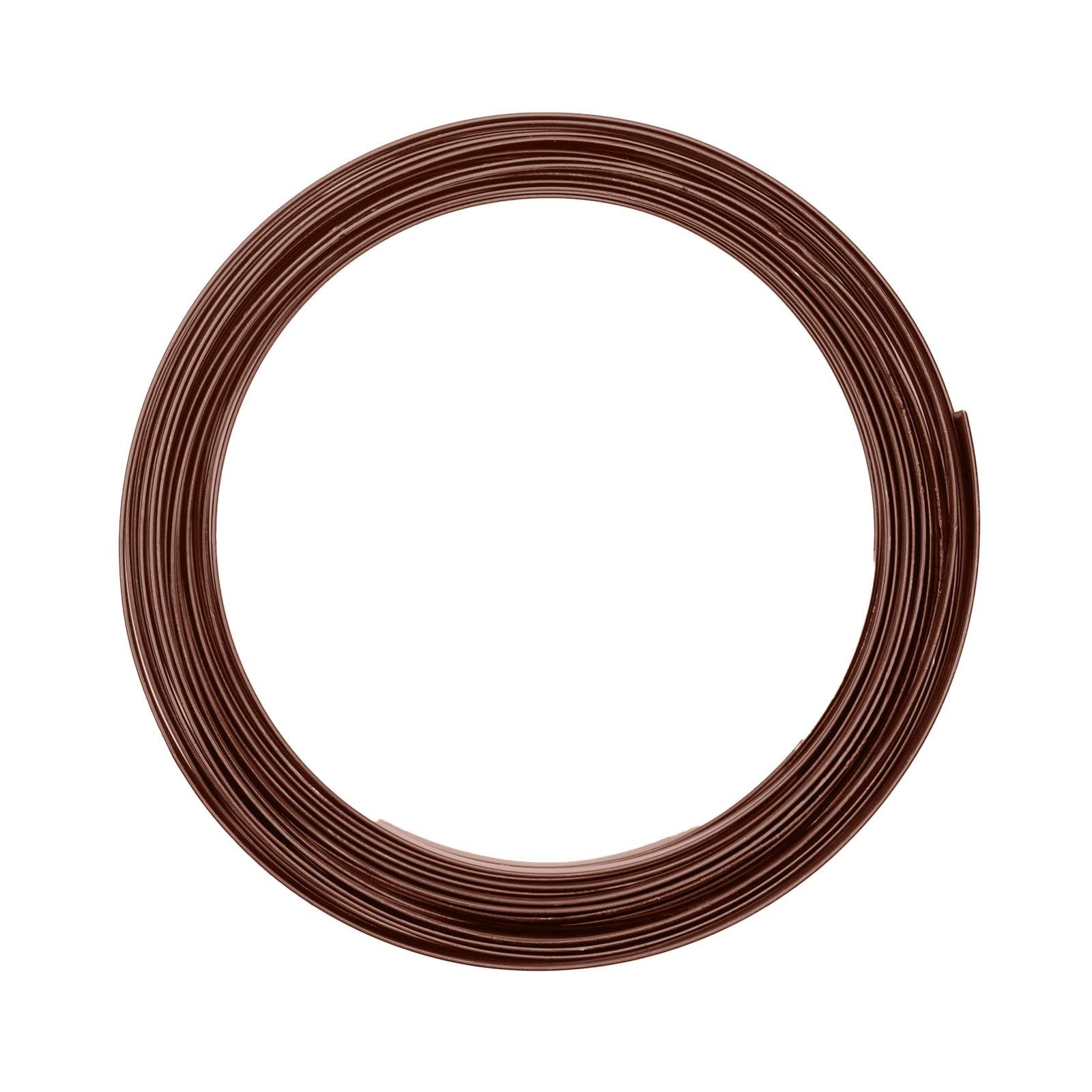 Vaessen Creative Aluminium Craft Wire Flat 0.2" (5 mm) x 0.04" (1 mm) x 0.2" (5 mm) Chocolat (Brown) - Flexible Metallic Wire for Crafting, Flower Arranging, Jewellery Making and Modelling