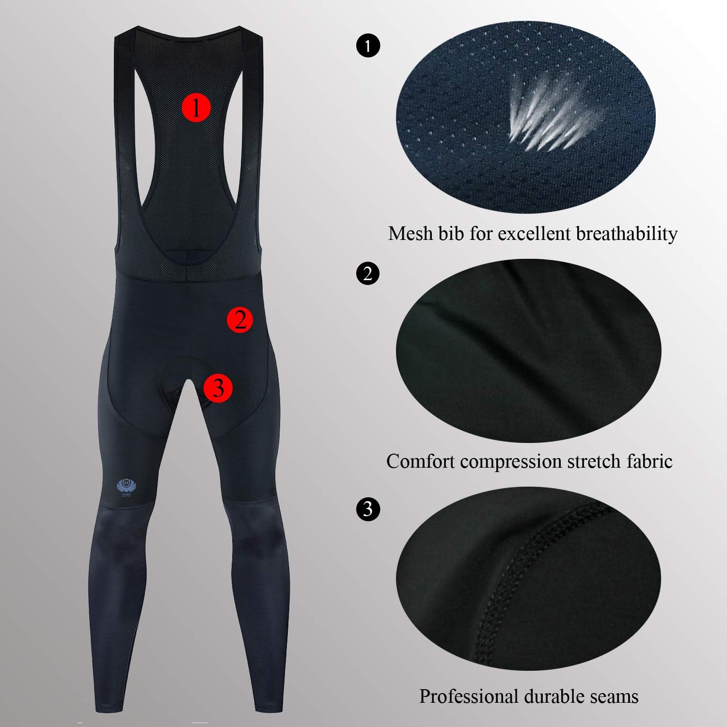 voofly Cycling Bib Pants for Men Gel Padded Compression Bike Riding Leggings Stretch Bicycle Tights: Clothing