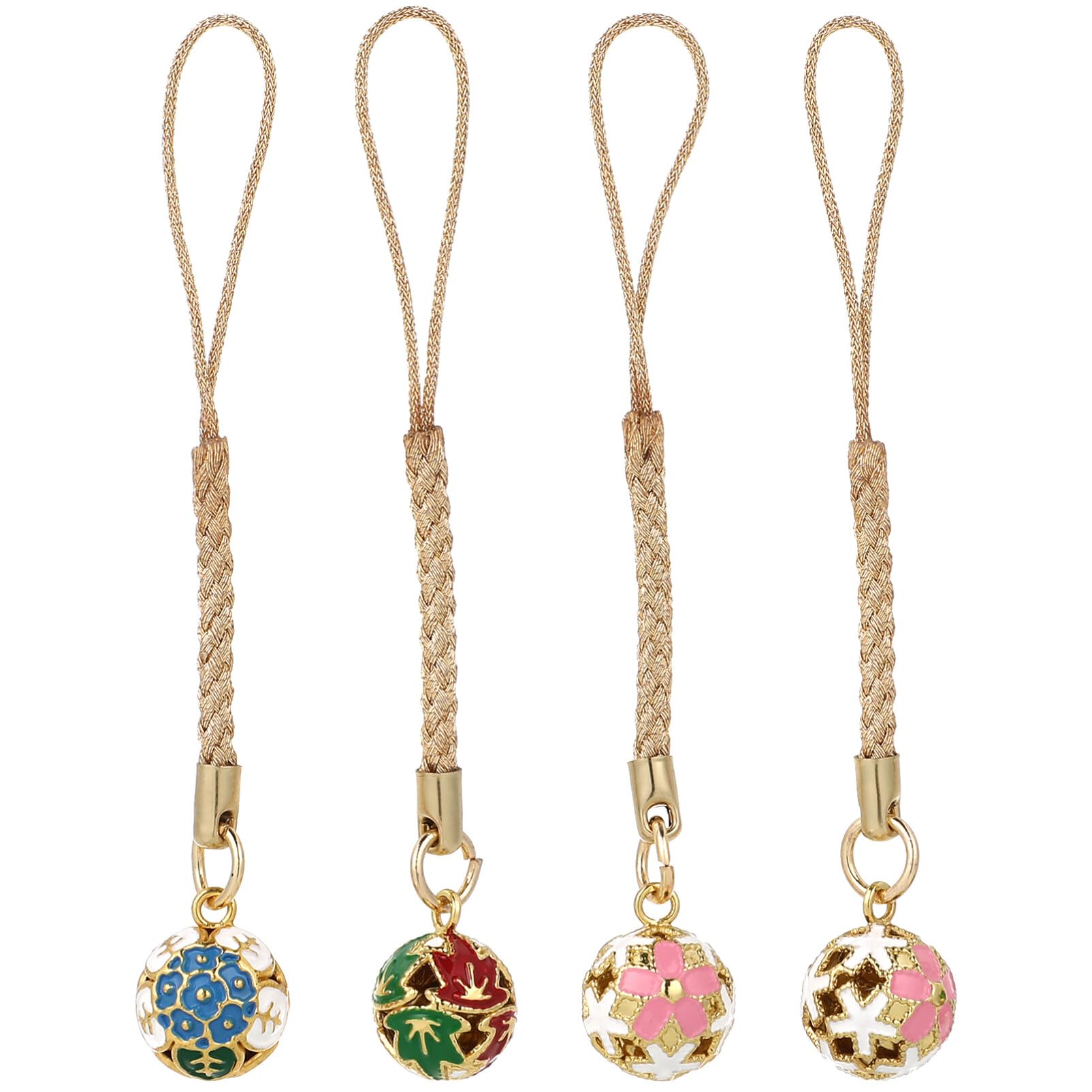 Phone Charm Pendant - 4 Pcs Cute Japanese Bell Phone Pendant Charms Cell Phone Strap Blossom Cell Phone Charms Keychain Decor Christmas Bell (Random Style)