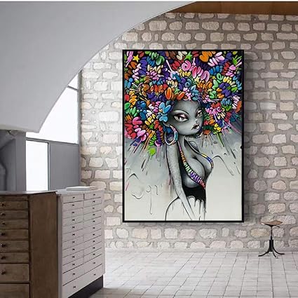 Ajcwhml Sexy, Mujer De Graffiti Réplica De Lienzo Abstracto Cuadro De