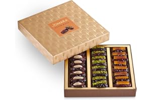 Jomara Premium Filled Dates Gift Pack 12.9oz (365g) – 3 Flavors: Orange Peel, Pistachio, Roasted Almond – Natural Dried Fruit Snack, High Fiber, Halal, Vegan