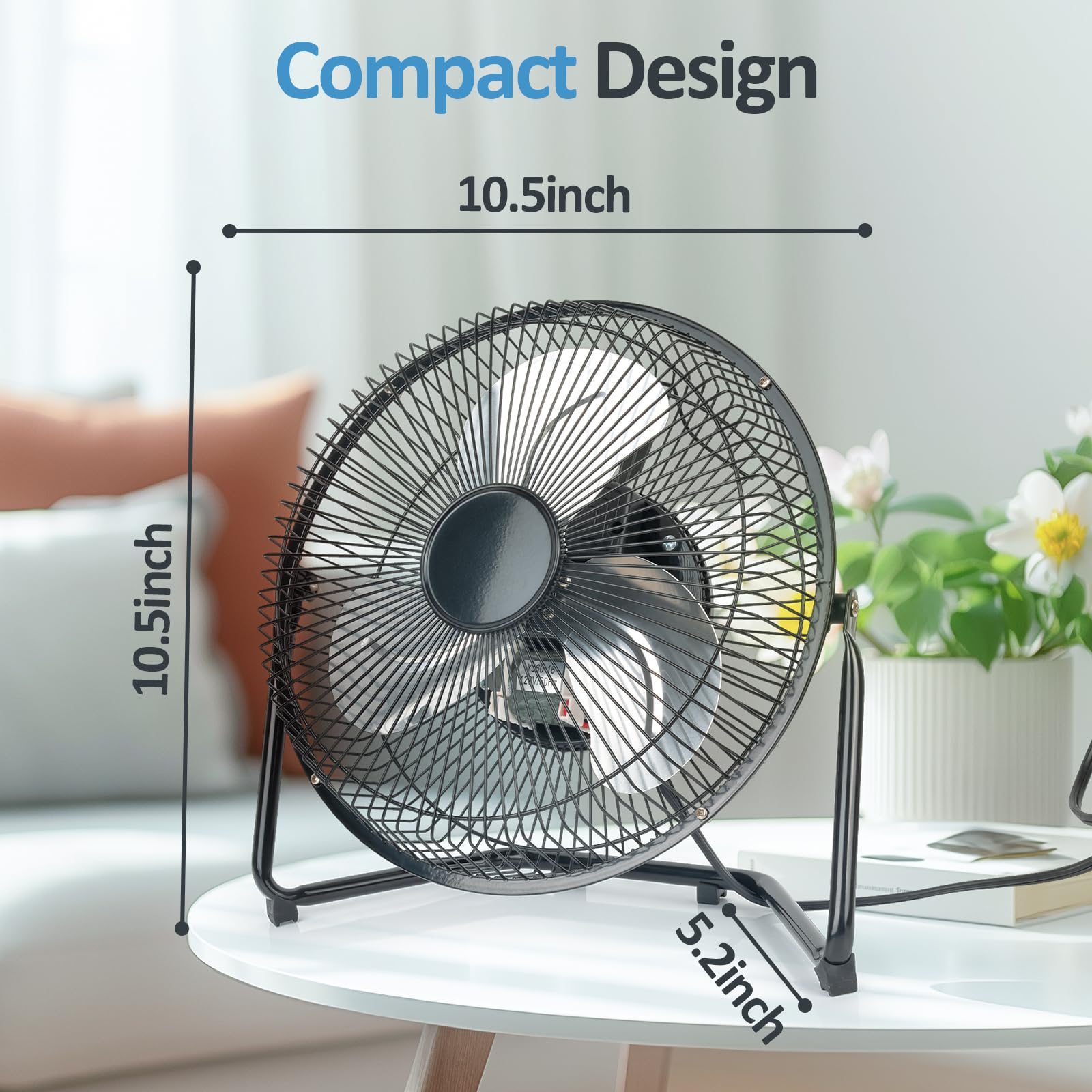 BEESTAR Floor Fan,3-Speed Portable Metal Fan, Fan Quiet for Home,Floor Fan with Adjustable Tilt for Home Office Bedroom,Black (9 INCH)