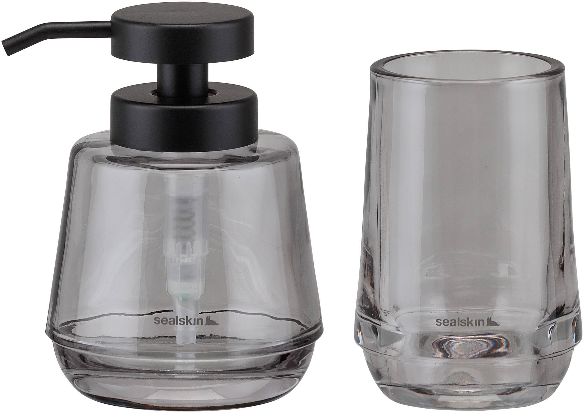 Sealskin Mood Bathroom set - Soap dispenser 380 ml - Toothbrush tumbler - Grey
