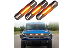 SDPVORN Front Bumper Grill Lights for Ford Bronco 2021-2024 LED Marker Head Light Bar Lamps DRL Insert Accessories, Only Fits Big Bend & Outer Bank 2/4 Door (Amber)