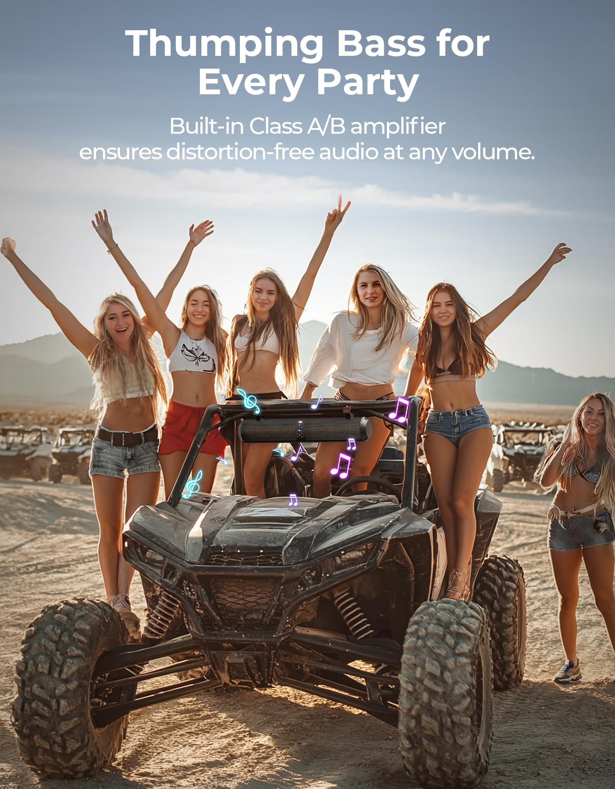 KEMIMOTO UTV Sound Bar 28 Inch ATV Soundbar 4X Subwoofers 2X Tweeters Bluetooth Golf Cart Sound Bar Compatible with Polaris RZR Can-Am Defender X3 CFMOTO ZFORCE, for 1.56
