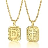 ASUWISH Gold Initial Necklaces for Men and Women, 18K Gold Plated Letter A-Z Cross Pendant with Adjustable Rope Chain, Letter Necklace for Women and Men
