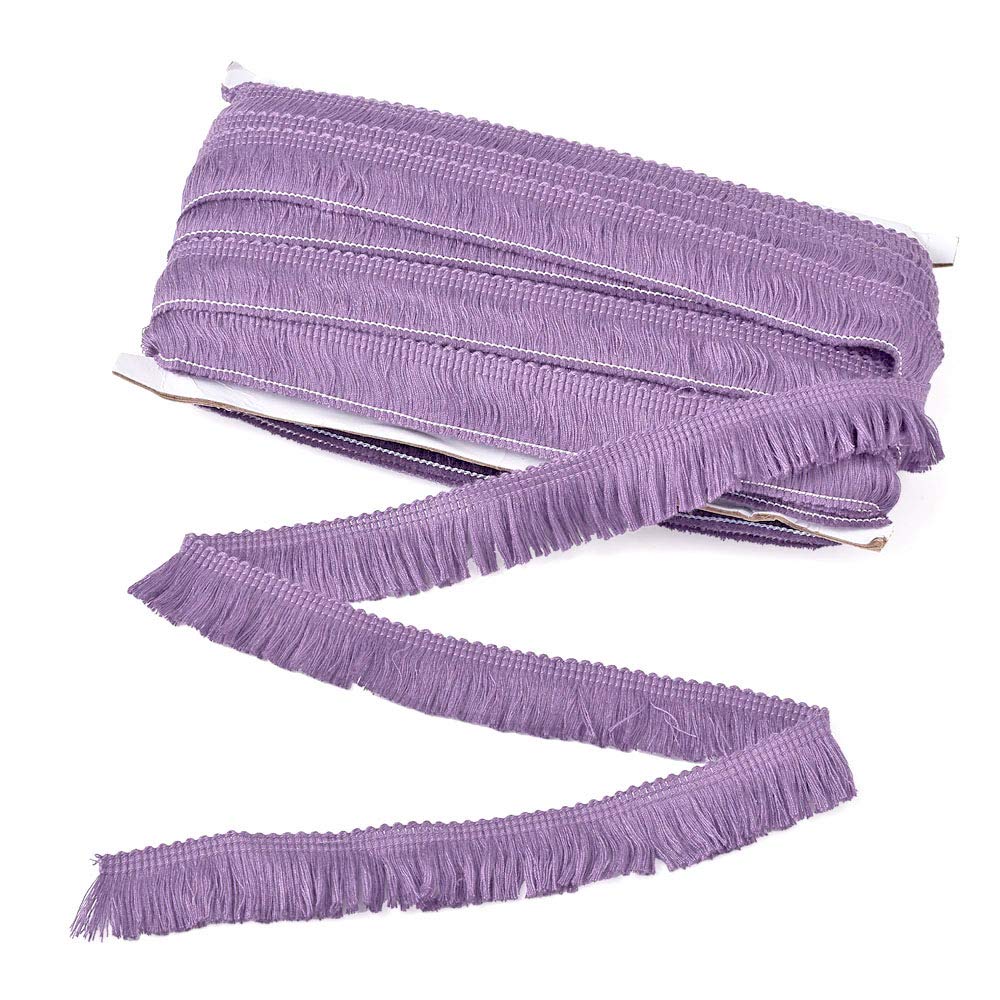 Craftdady Polyester Fringe Tassel Lace Trim 1 Inch x 82 Feet Chainette Fibre Fringe Trim Purple for Sewing Quilting Clothes Accessories Lamp Shade Curtain Home Decoration