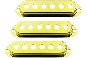 Guyker 3Pcs Single Coil Guitar Pickup Covers (52mm Pole Spacing), Copper Pickup Mounting Ring Set Guitar Accessories Replacement Part, (PS001, Gold)
