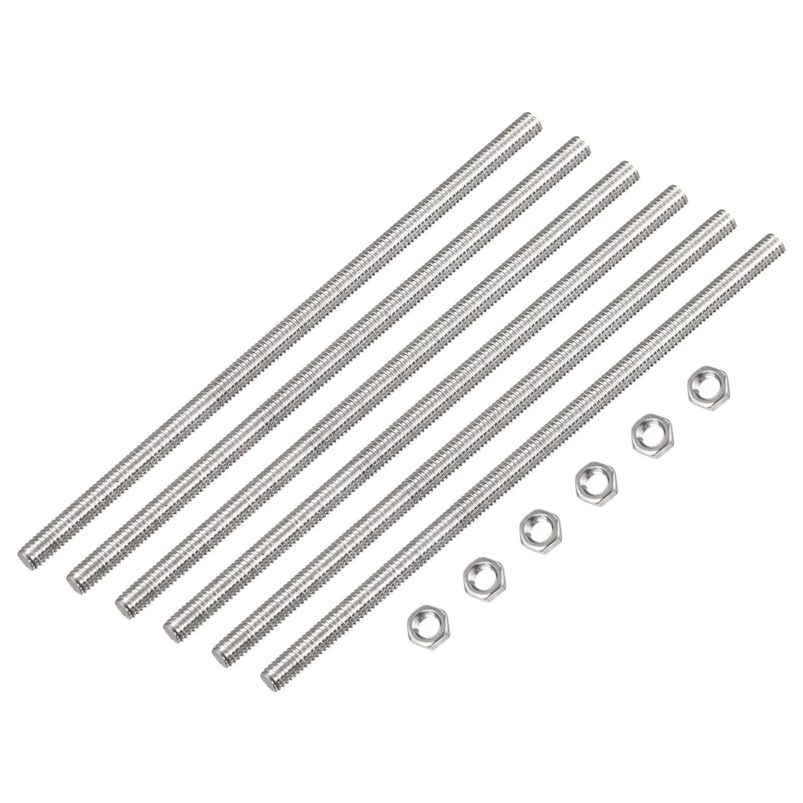 TOP-VIGOR 15Pcs M3 x 250mm Fully Threaded Rod, 304 Stainless Steel Right Hand Threads Rods, Fully Studding Rod Bar with 15Pcs Hex Nuts for Anchor Bolts, Clamps, Hangers and U-Bolts