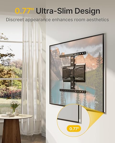 MONTEK 0.77″ ULTRA SLIM TV WALL MOUNT FOR 43-90 INCH TVS, SWIVEL & TILT & LEVELING & EXTENSION WALL MOUNT TV BRACKET WITH ARTICULATING DUAL ARMS, LOW PROFILE FULL MOTION TV MOUNT, 4X WEIGHT TESTED