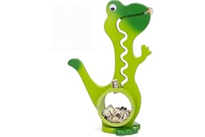 AORCMITN Wooden Dinosaur Piggy Bank Boalord for Boys Kids Girls Clear Big Belly Animal Coin Bank for Toddler Real Money Toy（Dino-Green）