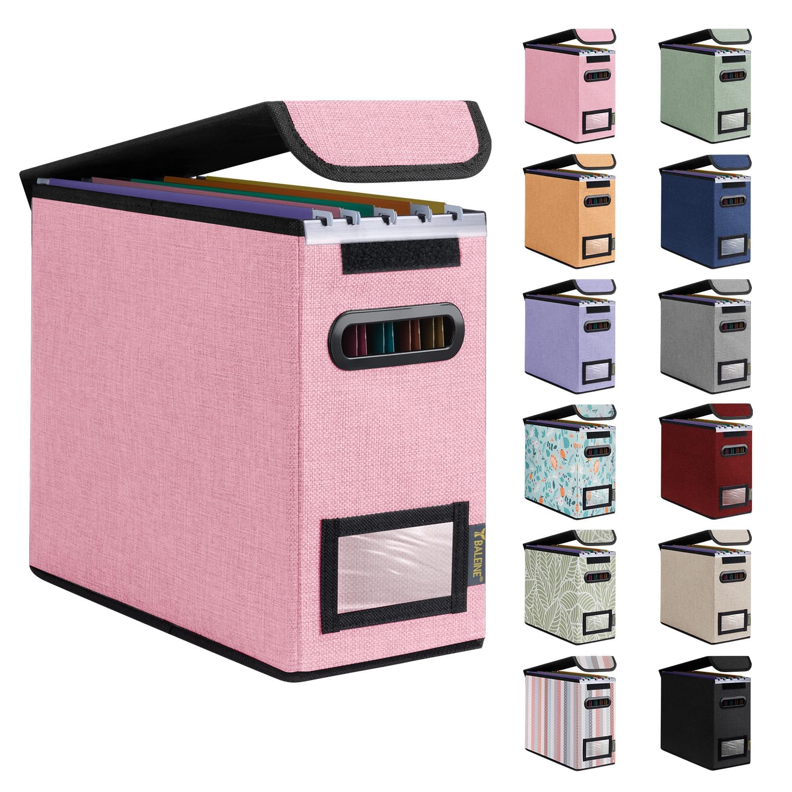 Colapsable File Folder BALEINE File Organizer Box with Lid, Collapsible File Folder Organizer ...