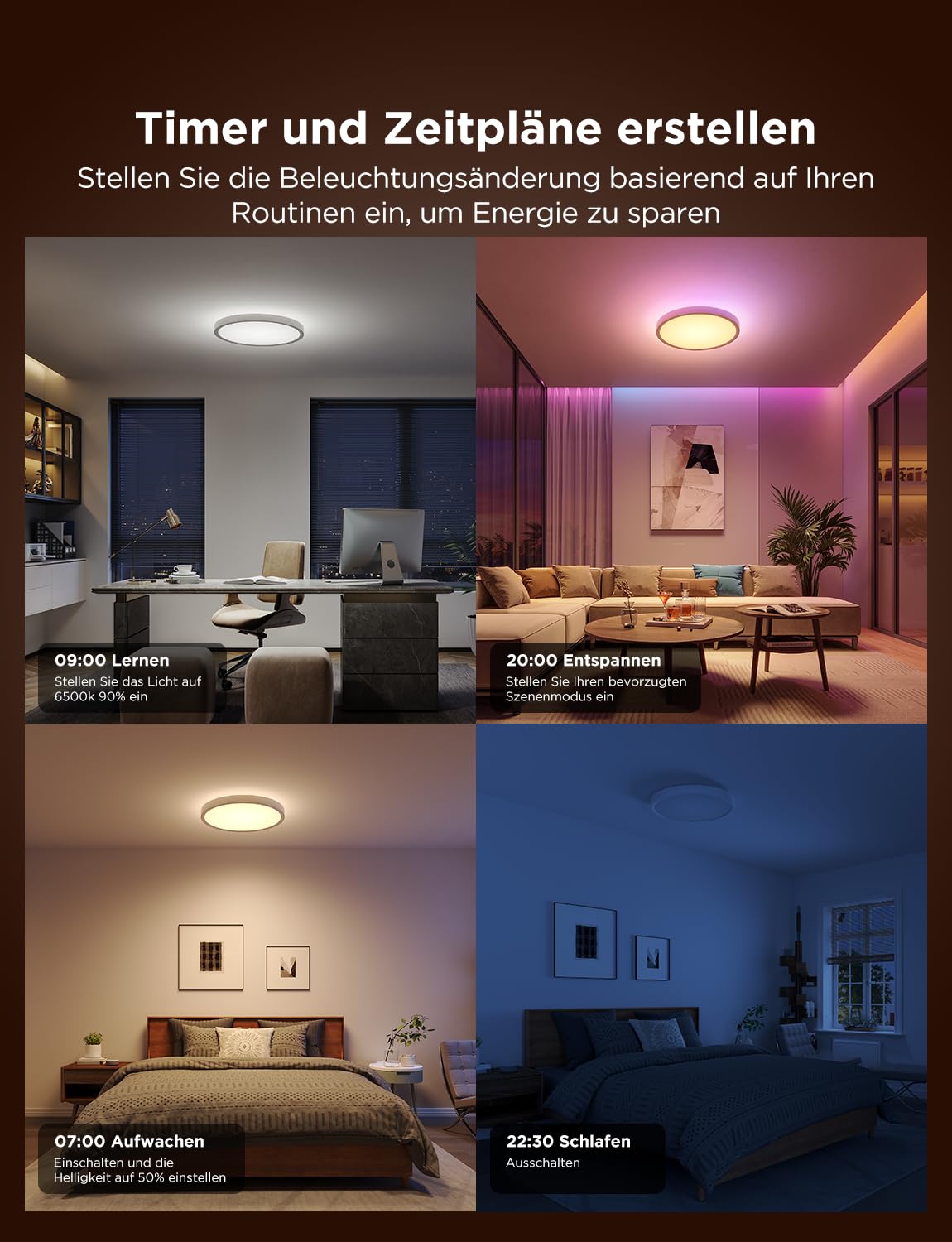 Govee Deckenleuchte RGBIC Smart, 24W Ø30cm Led Deckenleuchte dimmbar, Deckenlampe Led mit 16 Millionen DIY Farben, Kompatibel mit Alexa & Google Assistant, für Schlafzimmer 7