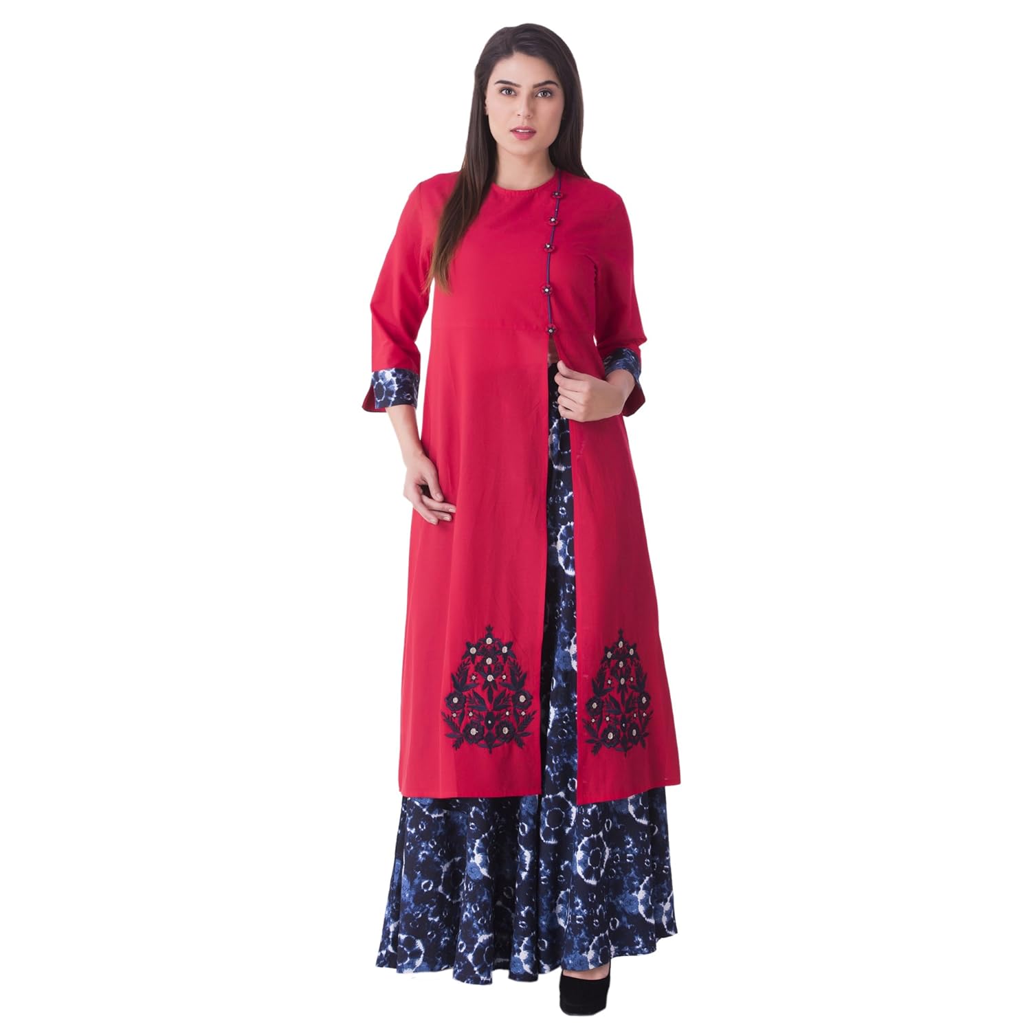 khushal k women's rayon printed kurta with skirt
