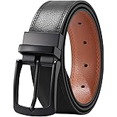 AWAYTR Men Reversible Leather Belt - 1.33'' Wide Genuine Leather Dress Belt for Casual and Business Wear