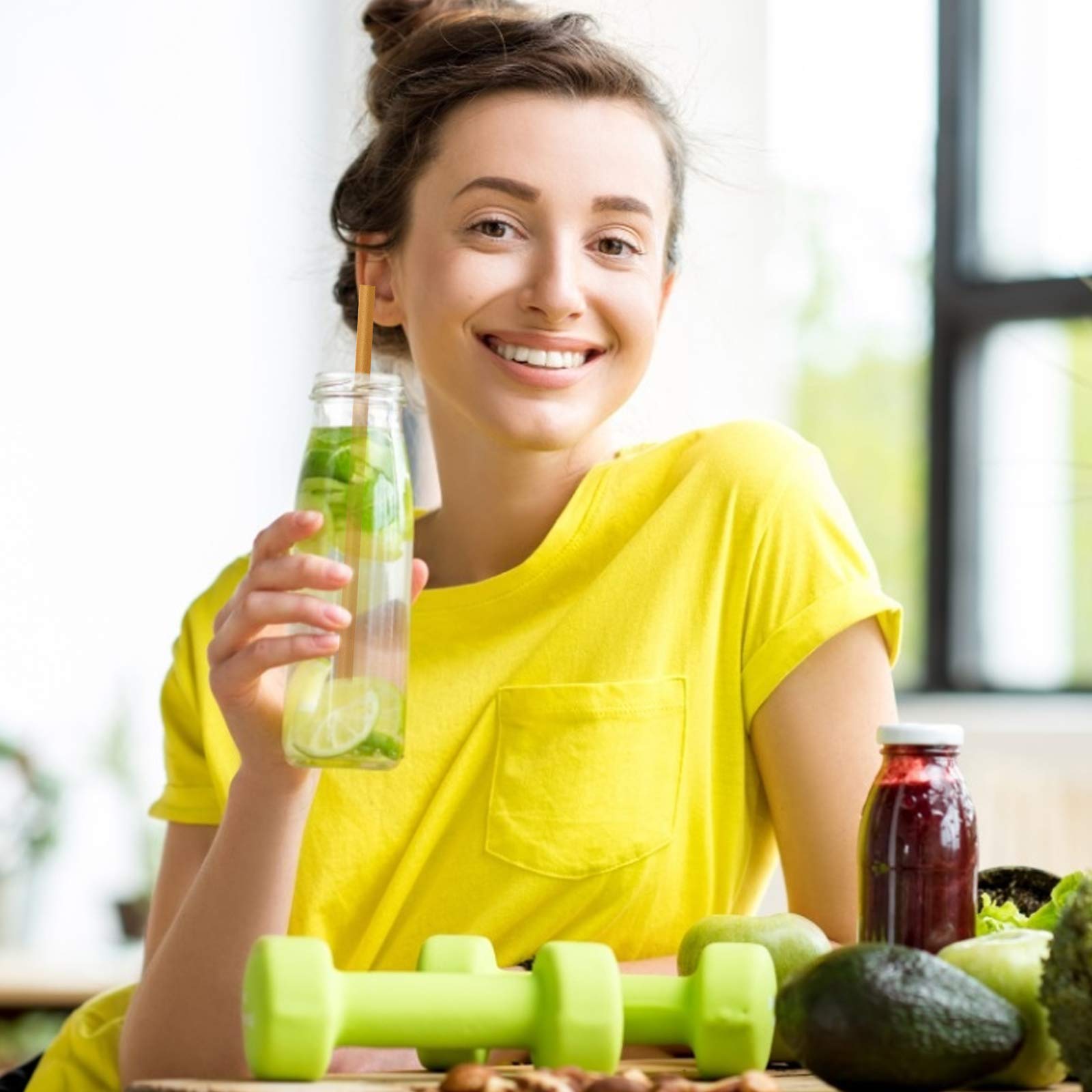 100pcs Sugarcane Straws 8 Inch Sturdy Biodegradable Drinking Straws Plastic Free Eco-Friendly Compostable Smoothie Straws for Home Restaurant Beach Parties Not Foggy - Image 7