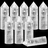 Junkin 9 Sets Healing Crystal Wand, Amethyst Rose Quartz Clear Quartz Tiger Eye Obsidian Fluorite Labradorite Lapis Lazuli for Meditation Crystal Therapy Reiki Supplies (White,2-2.4 Inch)