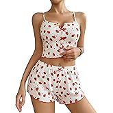 Avidlove Cami Short Set for Women Sexy 2 Piece PJ Sets Ribbed Lingerie Sleepwear Set Cute Nightwear with Bow