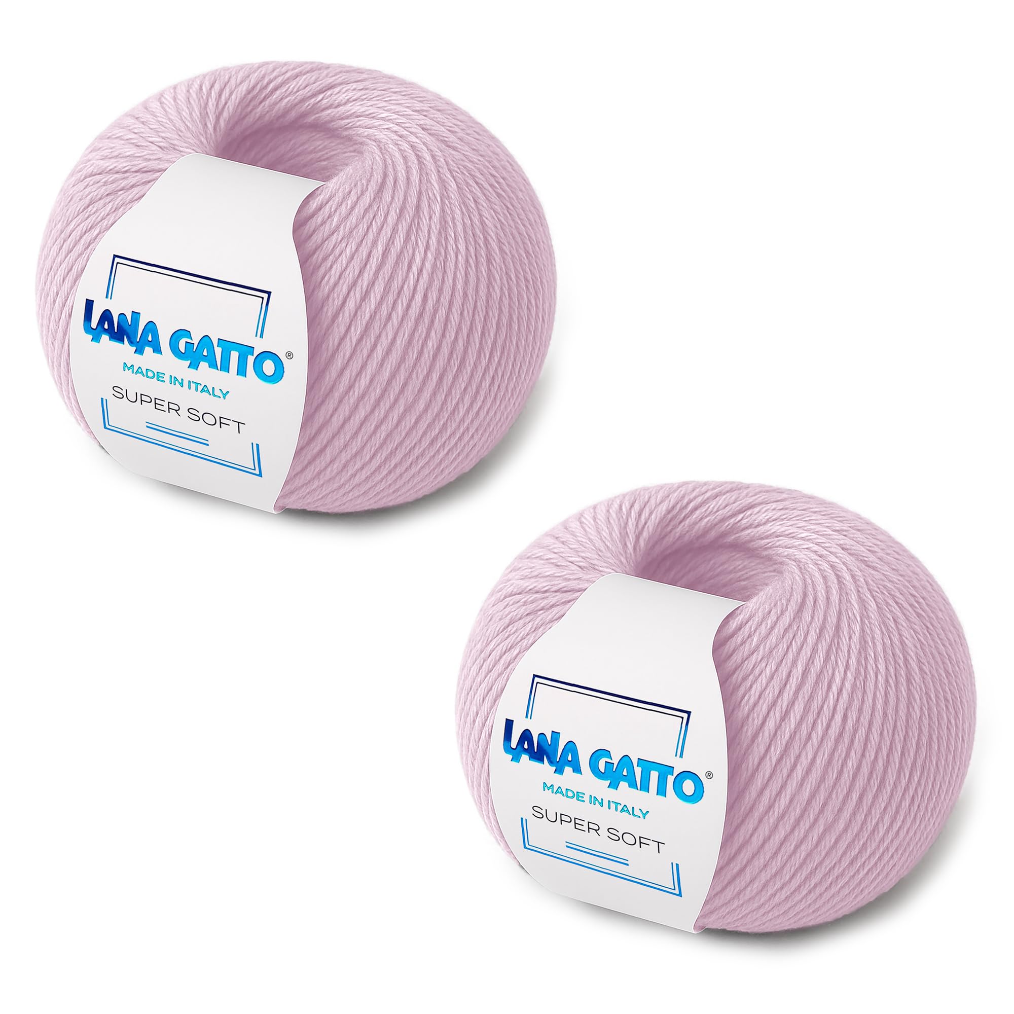 Super Soft Yarns for Crocheting and Knitting 100% Merino Wool Soft Yarn, Extrafine Wool Made in Italy by Lana Gatto Super Soft Line, 4 oz 274 yds, (2, Pink - 5284)