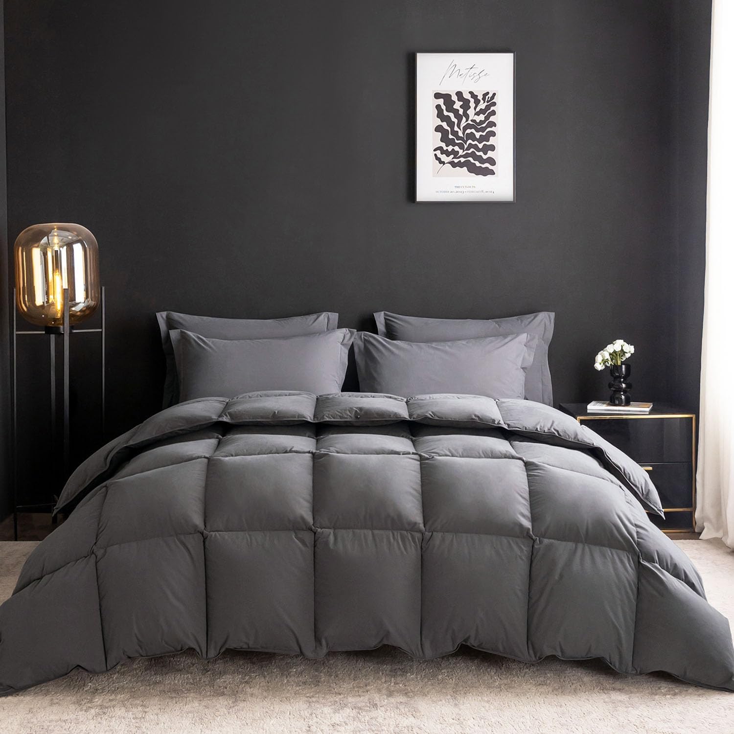 Photo 1 of WENERSI Feather Down Comforter King Size,Hotel Style Bedding Comforter,750+ Fill Power,1200TC,100% Organic Cotton Fabric,All Season White Duvet Insert