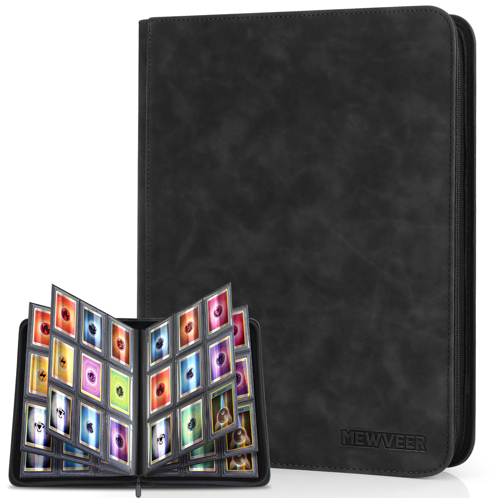 Photo 1 of MewVeer Top Loader Card Binder, Holds 252 Top Loaders Storage, 9 Pockets with Sleeves, Trading Card Binder for Sports Cards, YGO/MTG Card Collection Binder - Black (Not for Cards WITHOUT a Top Loader)