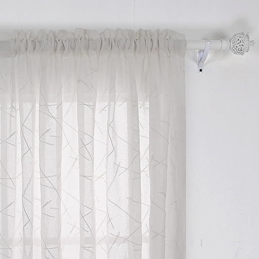 Amazon Com Deconovo Sheer Embroidered Patterned Semi Faux Linen