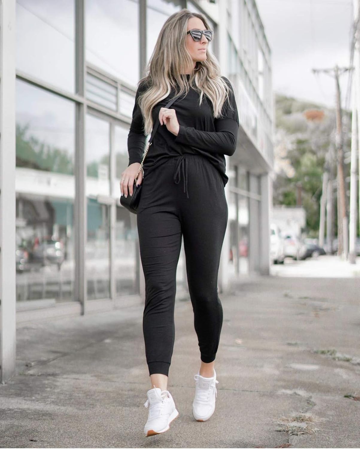 PRETTYGARDEN Women’s Solid Color Two Piece Outfit Long Sleeve Crewneck Pullover Tops And Long Pants Sweatsuits Tracksuits at  Women’s Clothing store