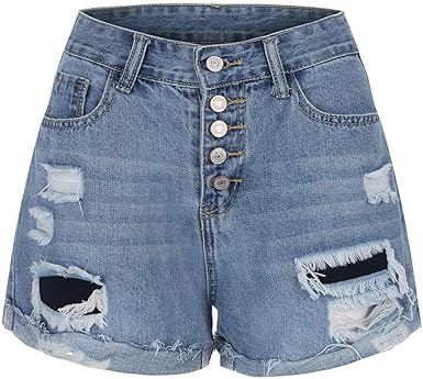 mid blue denim shorts