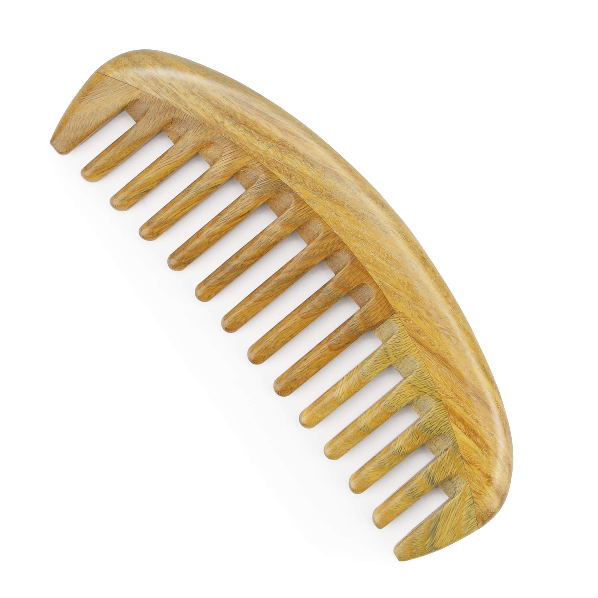Onedor Handmade 100% Natural Green Sandalwood Hair Combs - Anti-Static Sandalwood Scent Natural Hair Detangler Wooden Comb (Oval Wide Tooth Comb) — image 1