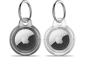 【2 Pack】 MOLOSLEEVE Airtag Holder Air Tag Case with Keychain, Anti-Scratch Airtags Key Chain for Apple Air Tags, Airtag Accessories for GPS Item Finder Tracker, Clear+Clear Black