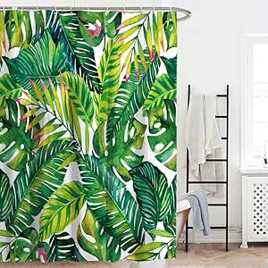 Eotifys Cortina de la Ducha Decoración de Plantas Tropicales Selva