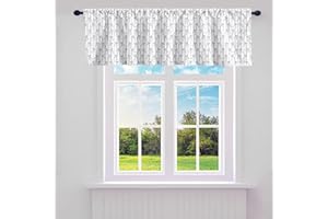 Feelyou Cute Grey Bowknot Valance Curtain 1 Panel 52"x18" for Living Room Bedroom Bathroom Princess Stars Bow Kitchen Valance