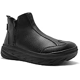 Men's Orthopedic Diabetic Winter Boots: Wide Toe Box Comfortable Arch Support Plantar Fasciitis Leather Dress Oxfords Shoes, Casual Warm Walking Snow Ankle Mid Boots for Foot and Heel Pain Relief