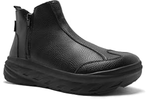 ORTHOCOMFOOT Men's Orthopedic Diabetic Winter Boots: Wide Toe Box Comfortable Arch Support Plantar Fasciitis Leather Dress Oxfords Shoes, Casual Warm Walking Snow Ankle Mid Boots for Foot and Heel Pain Relief