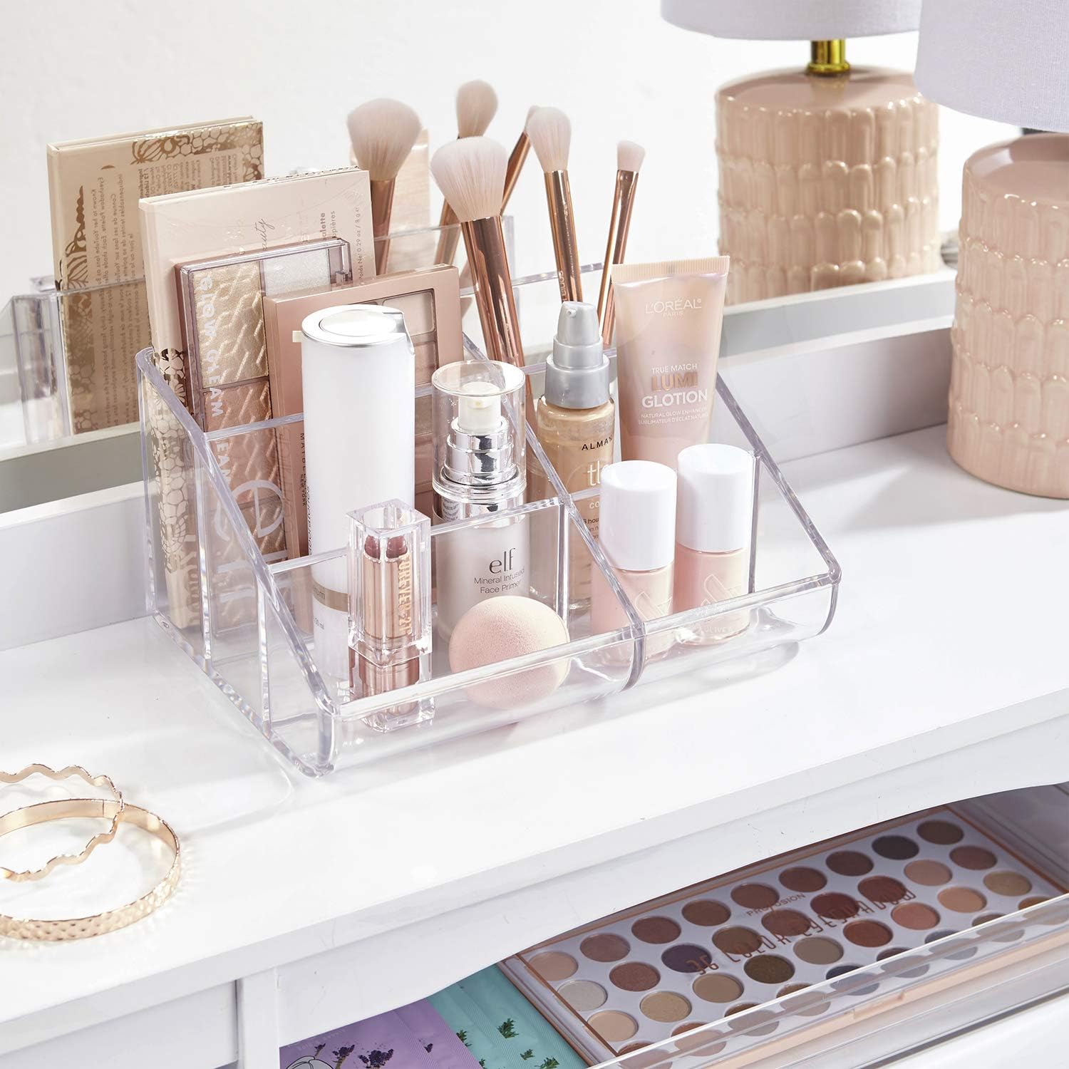 STORi Clear Plastic 6-Compartment Vanity Makeup Organizer: Home & Kitchen