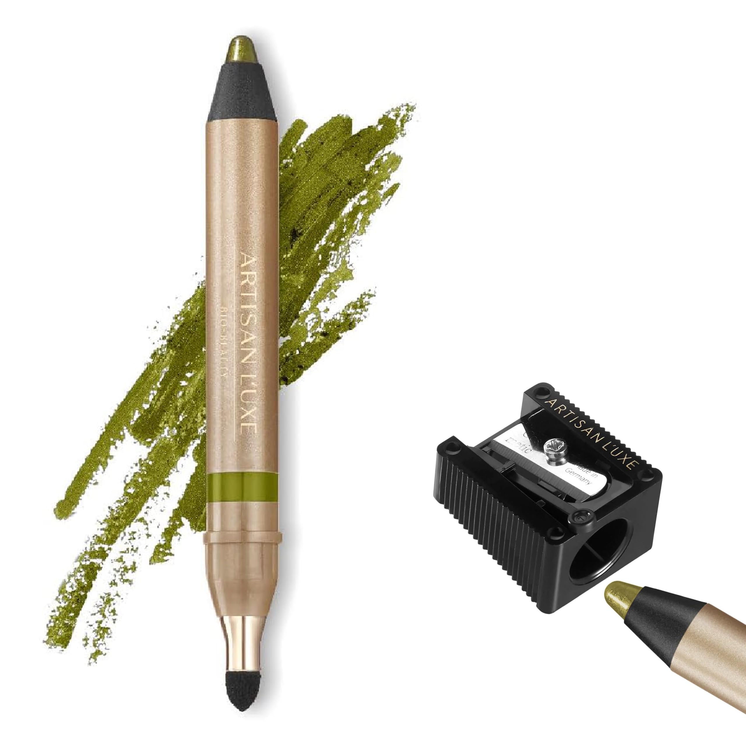 Photo 1 of Artisan L'uxe Beauty Jumbo Eyeliner Pencil & Sharpener Smokey Eyes in 3 Minutes Water Proof, Smudge Proof, Long Lasting Age Defying Essential Oils (Shade: Persuasion Olive Green)