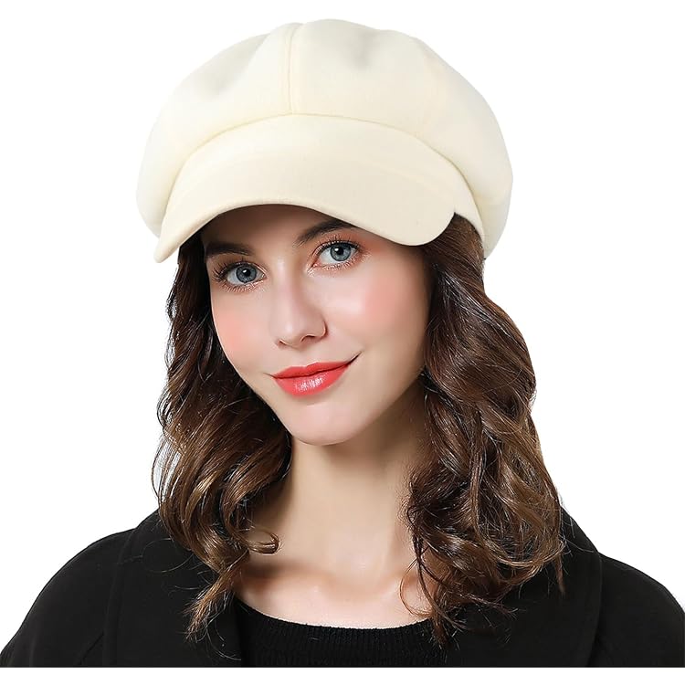 5717 Faux Fur Newsboy Beret Cap For Women - Winter Hat With Visor Bill - Ladies Casual Faux Fur Hat Autumn Winter Hats For Women  main image 4