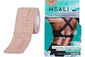 INNOVATIONS BY HEALI Heali Kinesiology Tape with Magnesium and Menthol, 20 Pcs Precut Strips, K Tape Roll, Knees, Physical Therapy Sports Tape for Knees, Joints & Muscles, Water Resistant, Beige Inspiration