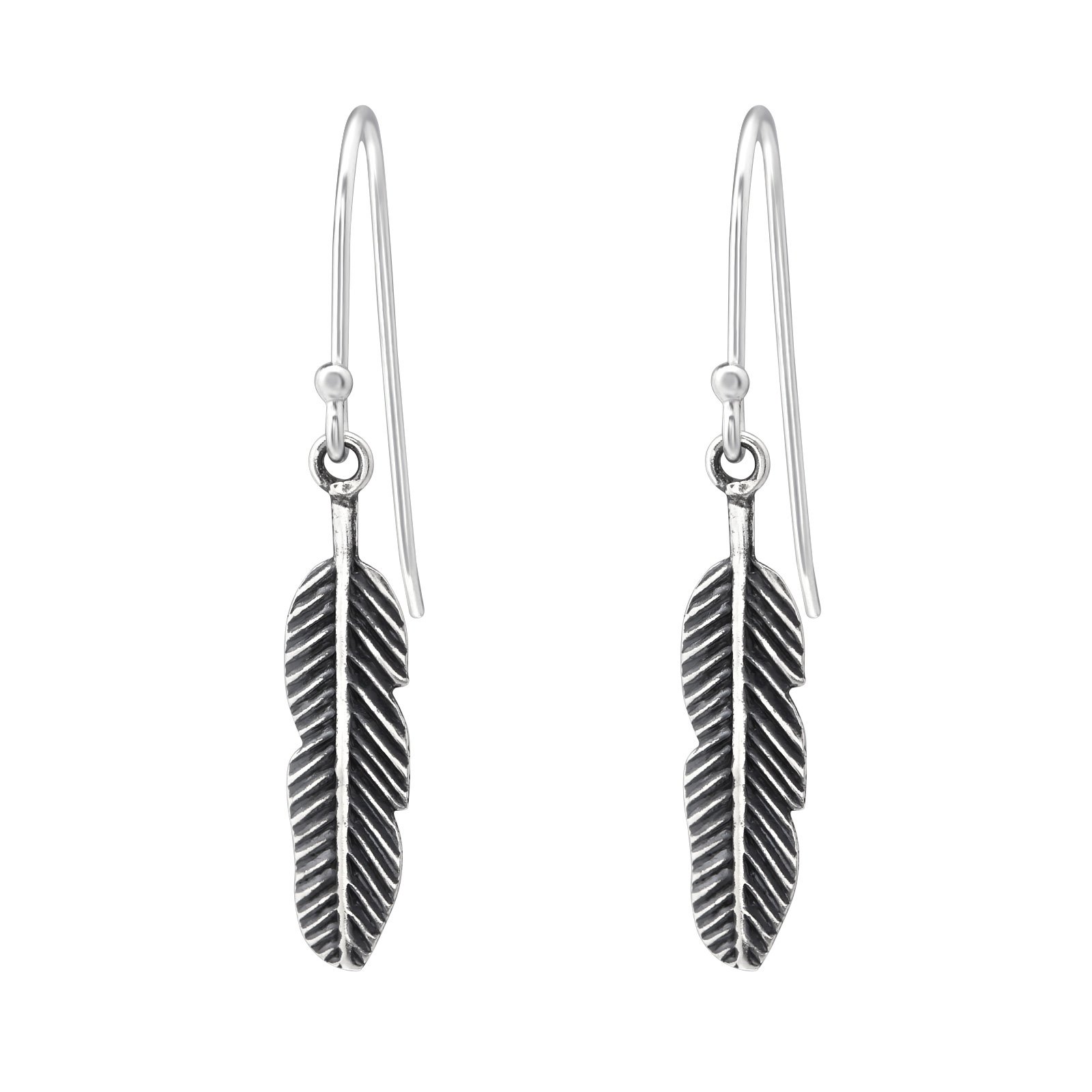 The Rose & Silver Company Women 925 Sterling Silver Feather Hook Earrings