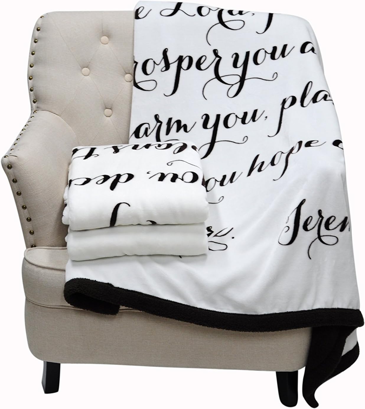 Luxuriously Soft Scripture Throw Blanket | Jeremiah 29:11 | 50x60 inches (Brown)