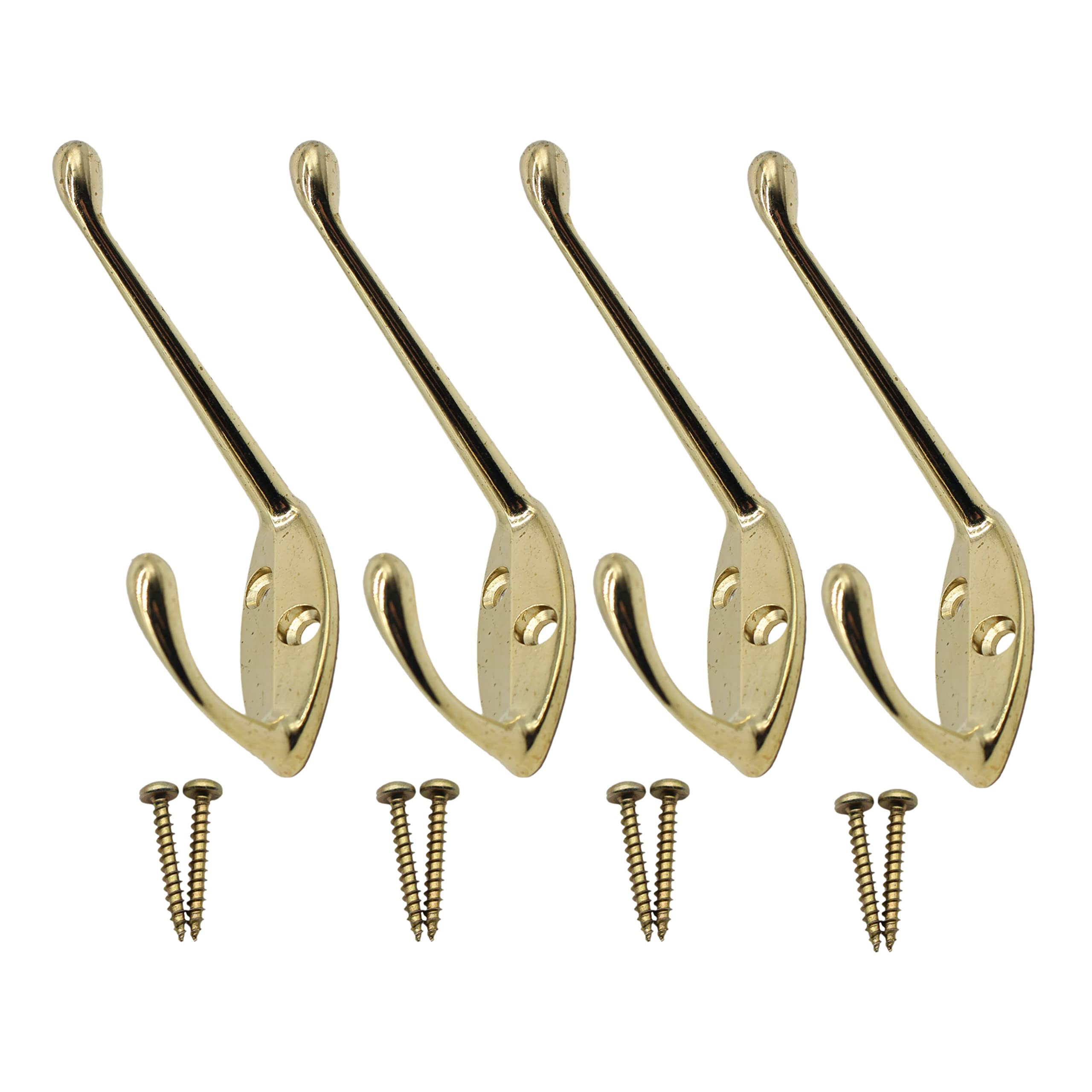 EAI Hat and Coat Hook for Coats Bath Towels 68x18mm Pack of 4 (Brass)