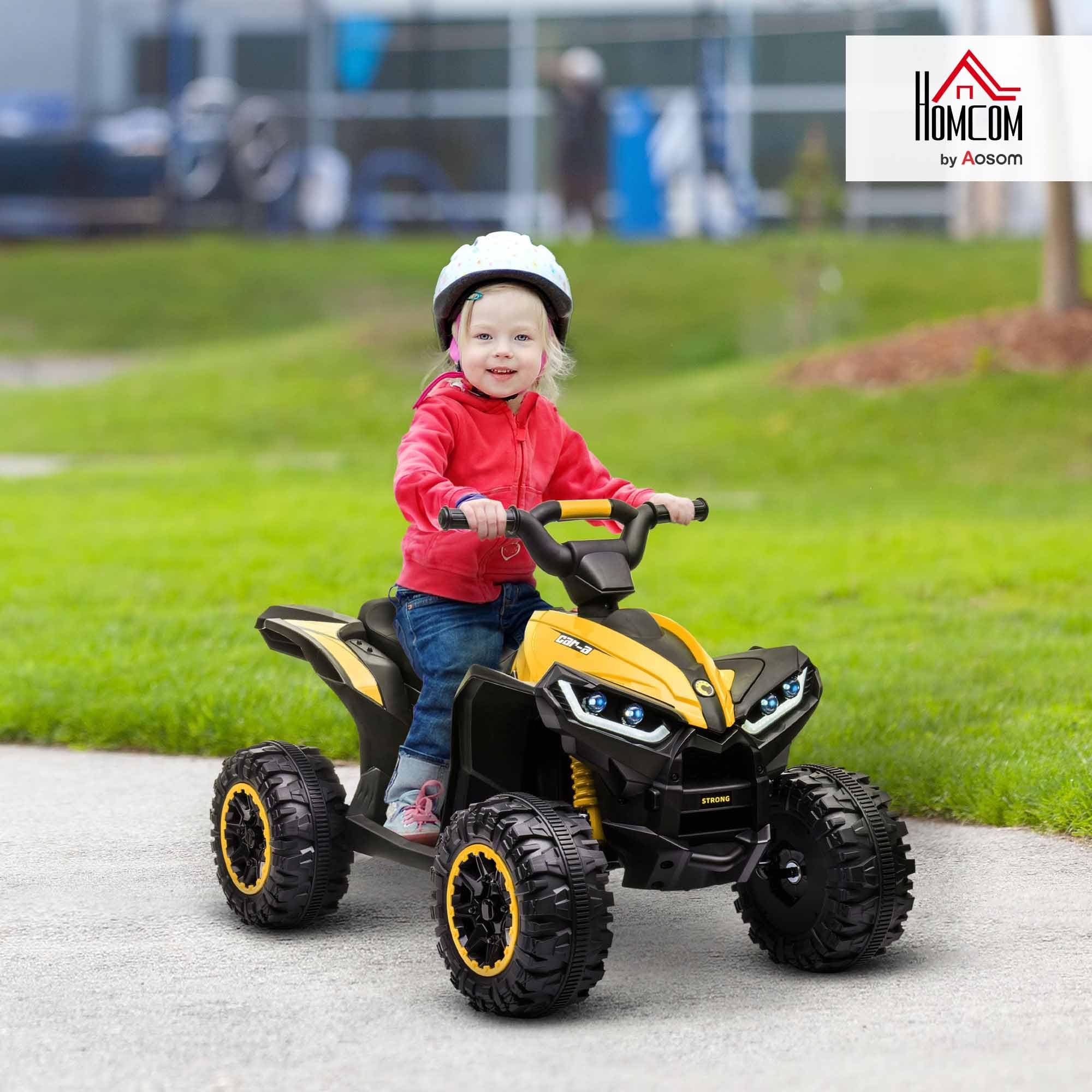 HOMCOM Kinder Quad Elektro 12V Kinderquad mit 35W Motor, Vorwärts-, Rückwärtsfunktion, Musik, USB-Anschluss, Hupe, LED-Scheinwerfer 3-6km/h Elektro-Quad für Kinder 3-5 Jahre Gelb 2
