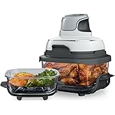 Crispi 3-in-1 Portable Glass Air Fryer, 1500W, with 4-Qt &amp; 5-Cup Non-Toxic Borosilicate Containers, Max Crisp &amp; Recrisp Functions, Dishwasher Safe (White)